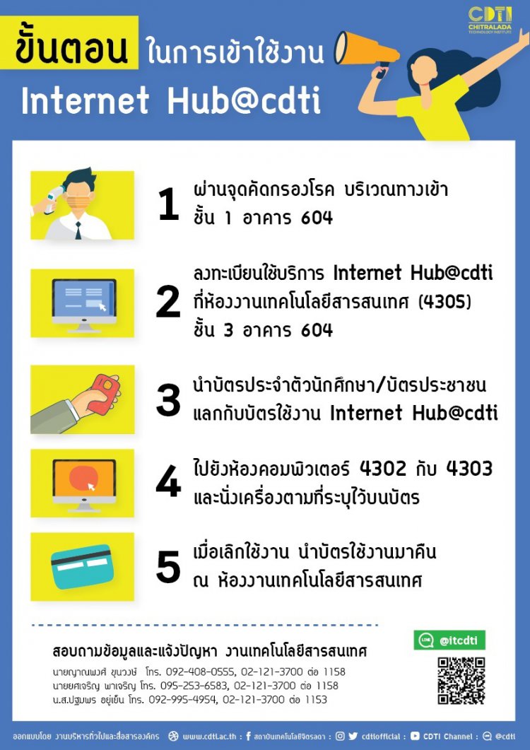 ขั้นตอน ในการเข้าใช้งาน Internet Hub@cdti — 2 พฤษภาคม 2025 — สถาบันเทคโนโลยีจิตรลดา CDTI