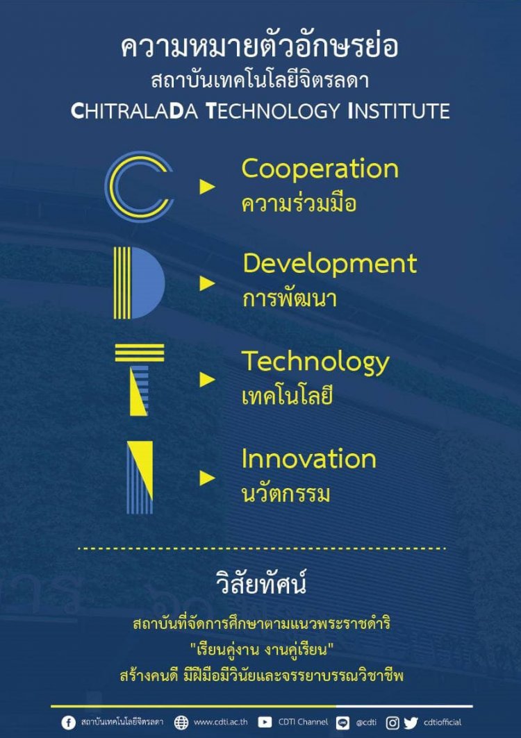 อักษรย่อภาษาอังกฤษ สถาบันเทคโนโลยีจิตรลดา “CDTI” มีความหมายซ่อนอยู่ ‼️ — 2 พฤษภาคม 2025 — สถาบันเทคโนโลยีจิตรลดา CDTI