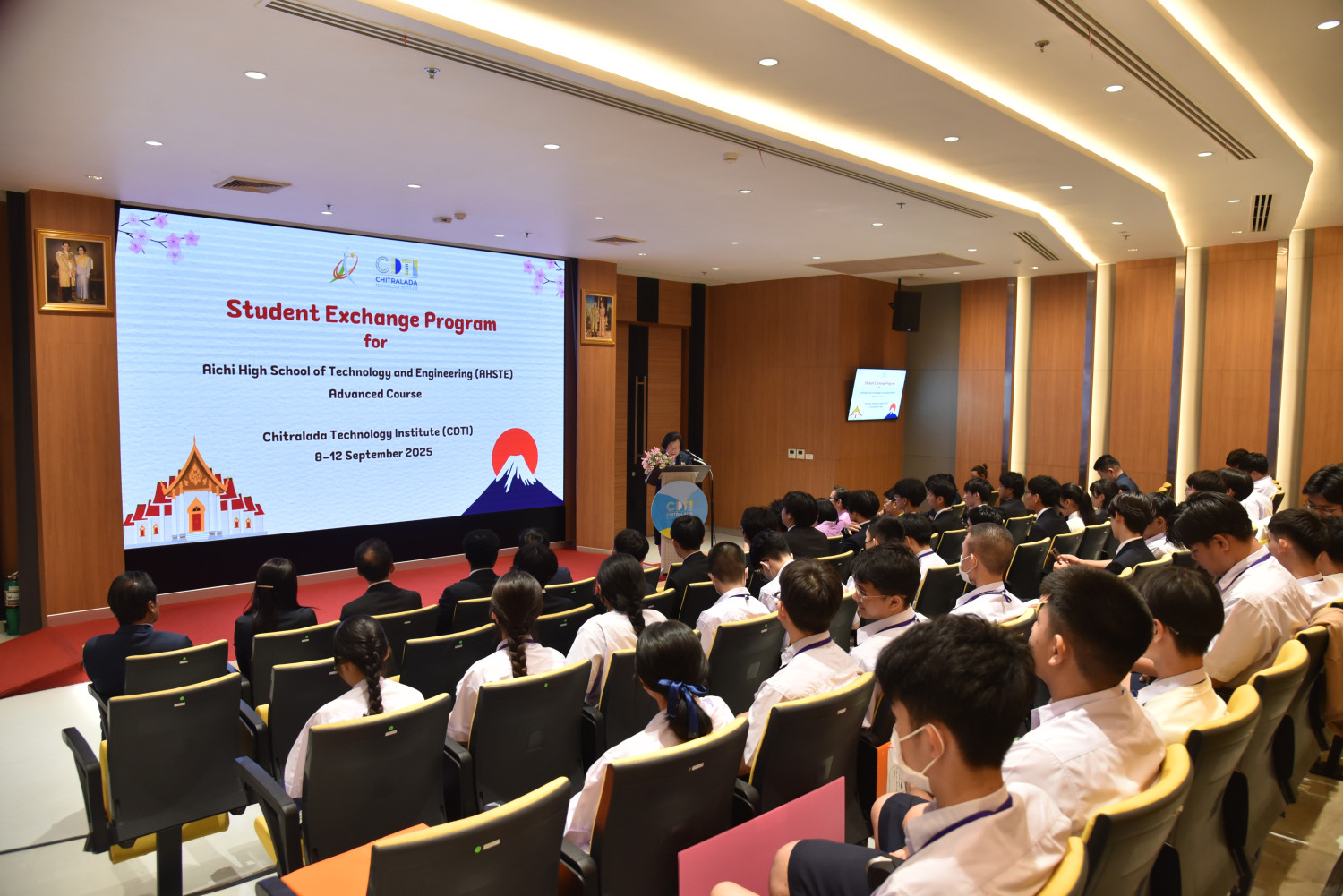 สจด. จัดพิธีปิดโครงการแลกเปลี่ยนวัฒนธรรมจาก Aichi High School of Technology and Engineering (AHSTE) Advanced Course ประเทศญี่ปุ่น — 13 กันยายน 2025 — สถาบันเทคโนโลยีจิตรลดา CDTI
