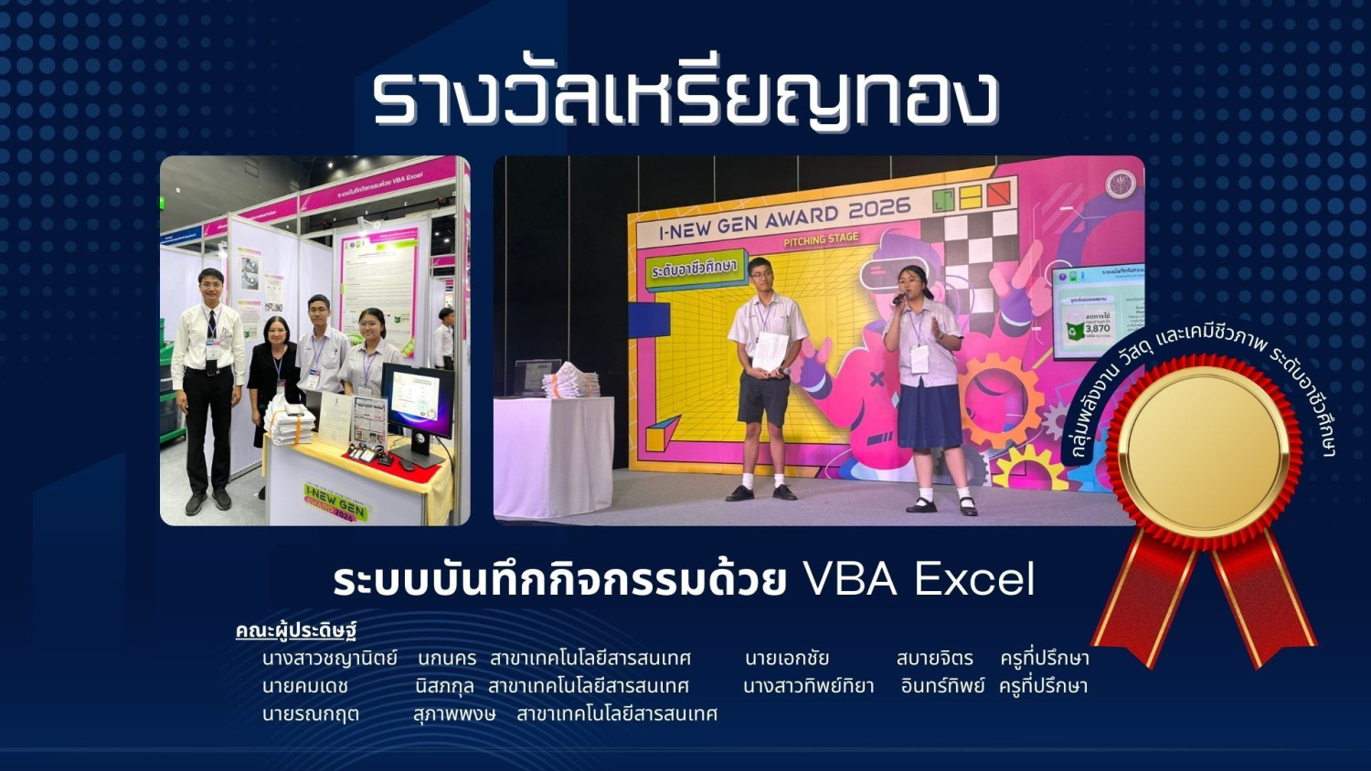 สจด. ขอแสดงความยินดีกับนักเรียนนักศึกษาโรงเรียนจิตรลดาวิชาชีพ คว้ารางวัลการประกวดสิ่งประดิษฐ์และนวัตกรรม Thailand New Gen Inventors Award 2026 (I – New Gen 2026) ในงาน “วันนักประดิษฐ์” ประจำปี 2569 สจด. ขอแสดงความยินดีกับนักเรียนนักศึกษาโรงเรียนจิตรลดาวิชาชีพ คว้ารางวัลการประกวดสิ่งประดิษฐ์และนวัตกรรม Thailand New Gen Inventors Award 2026 (I – New Gen 2026) ในงาน “วันนักประดิษฐ์” ประจำปี 2569 — 3 มีนาคม 2026 — สถาบันเทคโนโลยีจิตรลดา CDTI