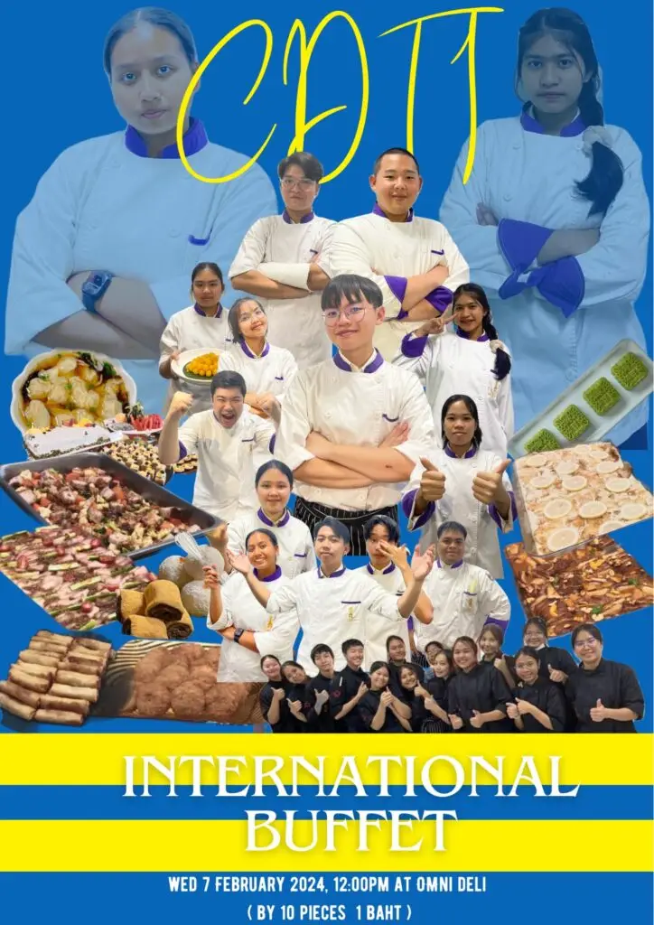 ขอเชิญชวนเข้าร่วมรับประทานอาหารมื้อกลางวัน งาน INTERNATIONAL BUFFET — 2 พฤษภาคม 2025 — สถาบันเทคโนโลยีจิตรลดา CDTI